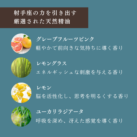 【射手座専用ブレンド】十二星座別　アロマスプレー　60㎖　癒し　ストレス　睡眠　リフレッシュ　リラックス